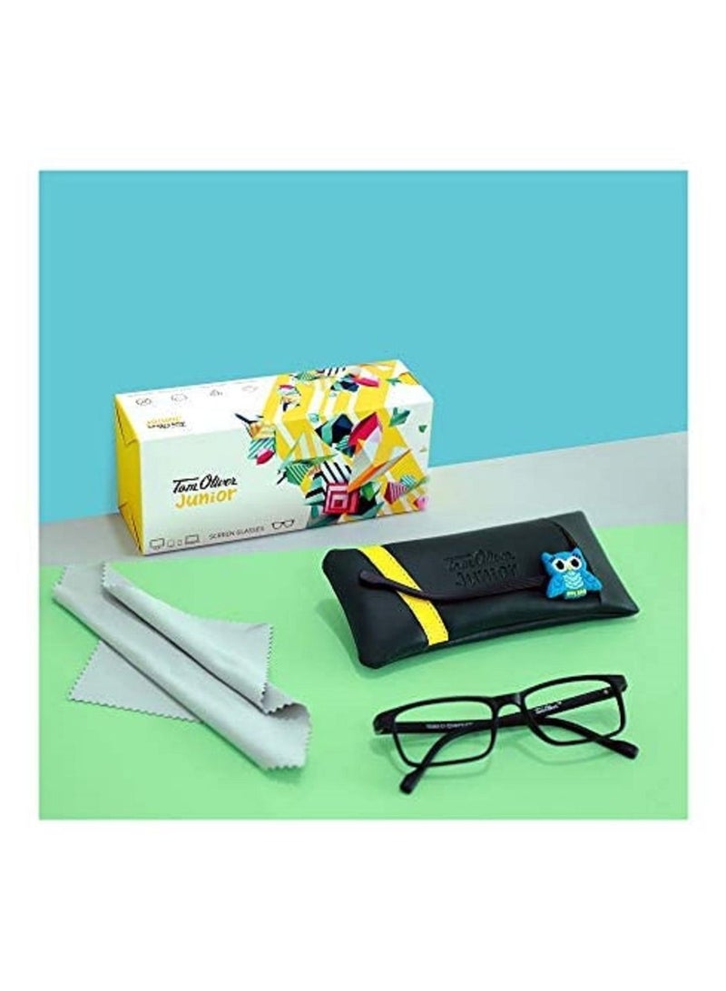 Tom Oliver JUNIOR Blue Light Blocking Computer Screen Glasses - Anti Harmful Blue Light, UV, Glare | Protection Eyewear for Children from Digital Screen Time & Home schooling for Boy's & Girl's Age 5 - 12 (Rectangle, Black) - Image 3
