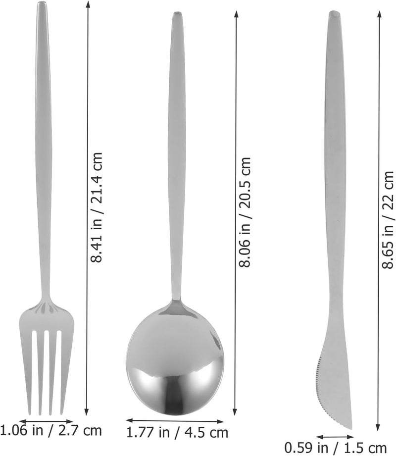 Healeved Stainless Steel Steak Dinnerware Set with Fork, Spoon, and Knife Portable Western Cutlery Silver Flatware for Home and Restaurant Use - Image 2