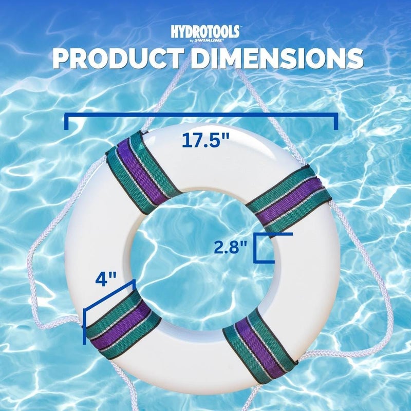 Swimline Hydrotools Foam Ring Pool Buoy - 18'' Diameter Life Preserver with Grab Rope for Swimming and Water Activities - Image 4