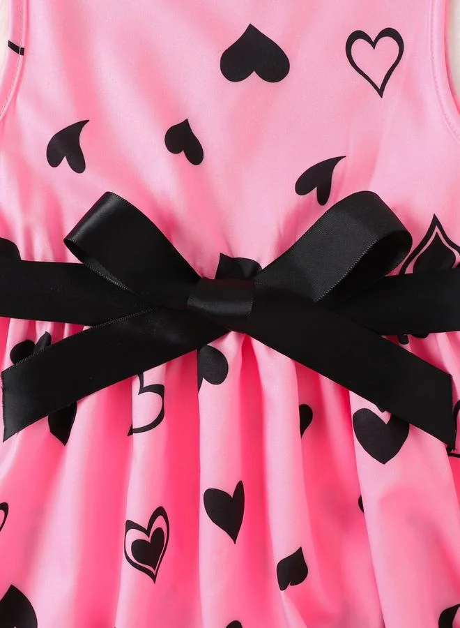 Take Two hot pink Girls Heart Printed Dress With Jacket Set for Women | Best Price UAE