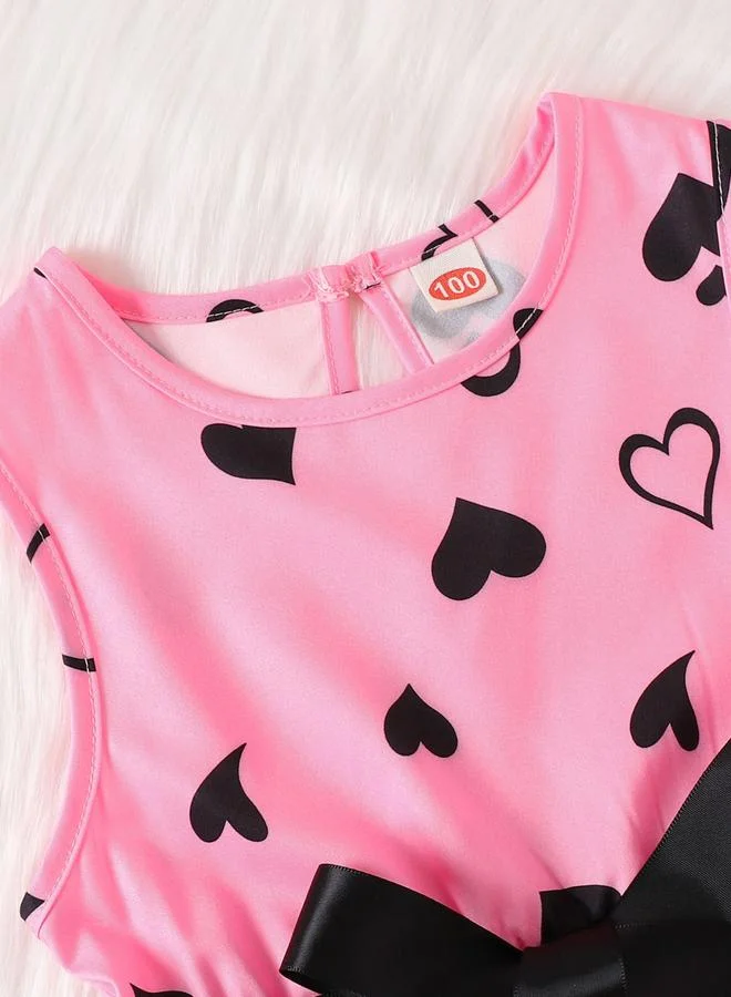 Take Two hot pink Girls Heart Printed Dress With Jacket Set for Women | Best Price UAE