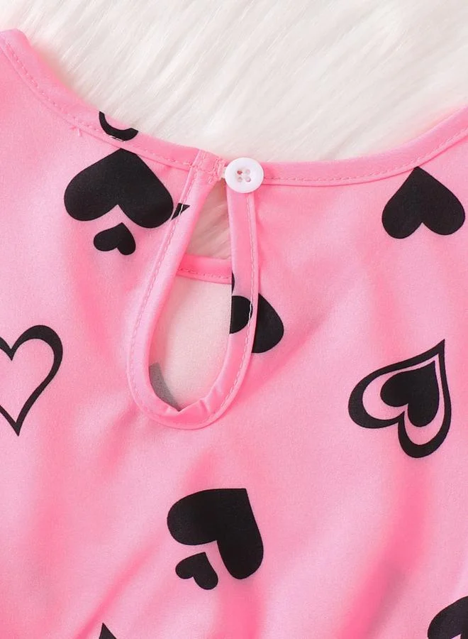 Take Two hot pink Girls Heart Printed Dress With Jacket Set for Women | Best Price UAE