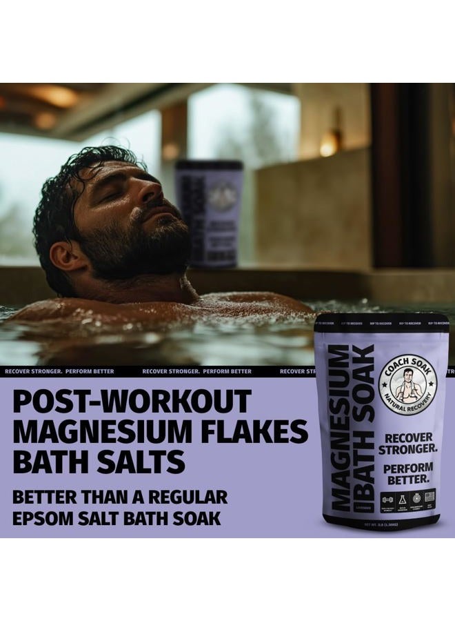 GROWNSY Recovery Bath Soak - Faster Absorption Than Epsom Salt for Pain - Rejuvenating Magnesium Flakes with 21 Minerals, Essential Oils & Bath Salts, 3lbs (Calming Lavender)  - Image 4