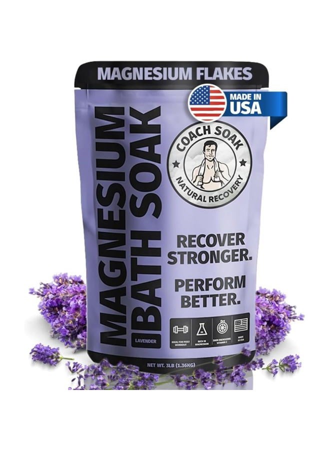 GROWNSY Recovery Bath Soak - Faster Absorption Than Epsom Salt for Pain - Rejuvenating Magnesium Flakes with 21 Minerals, Essential Oils & Bath Salts, 3lbs (Calming Lavender)  - Image 1