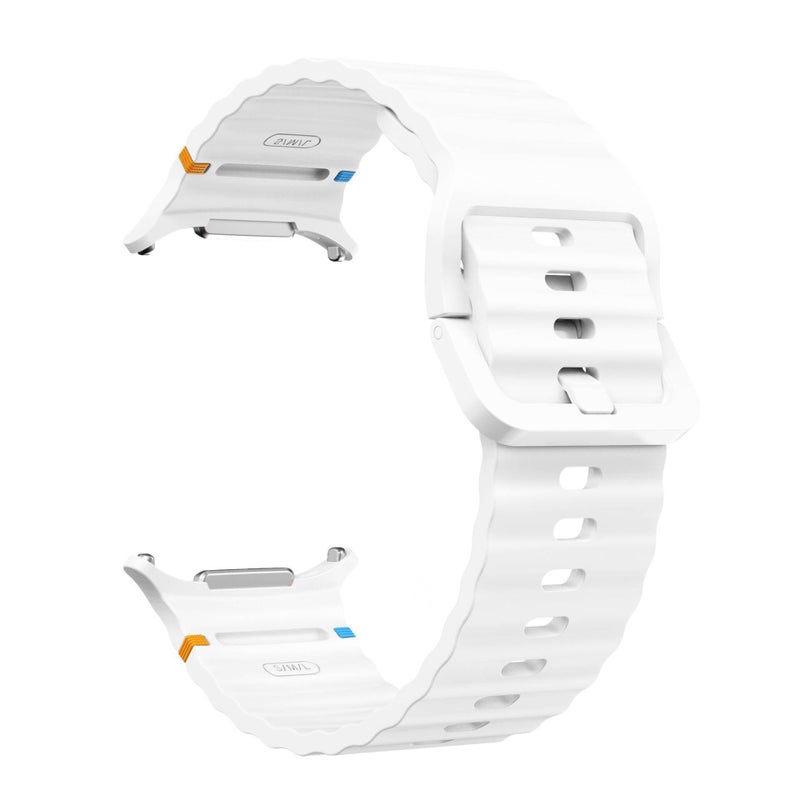 سوار ساعة ذكية رياضي من السيليكون متوافق باللون أبيض قابل للتعديل مع Samsung Galaxy Watch 7 بملاءمة قابلة للتعديل وحزام ناعم للاستبدال اليومي - Image 1