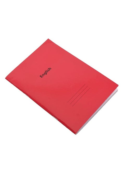 Double Lined A5 English Notebook, 100 Sheets, 58 Grams, 22.5*16 CM, Suitable For Any Setting, From Office To School - Red