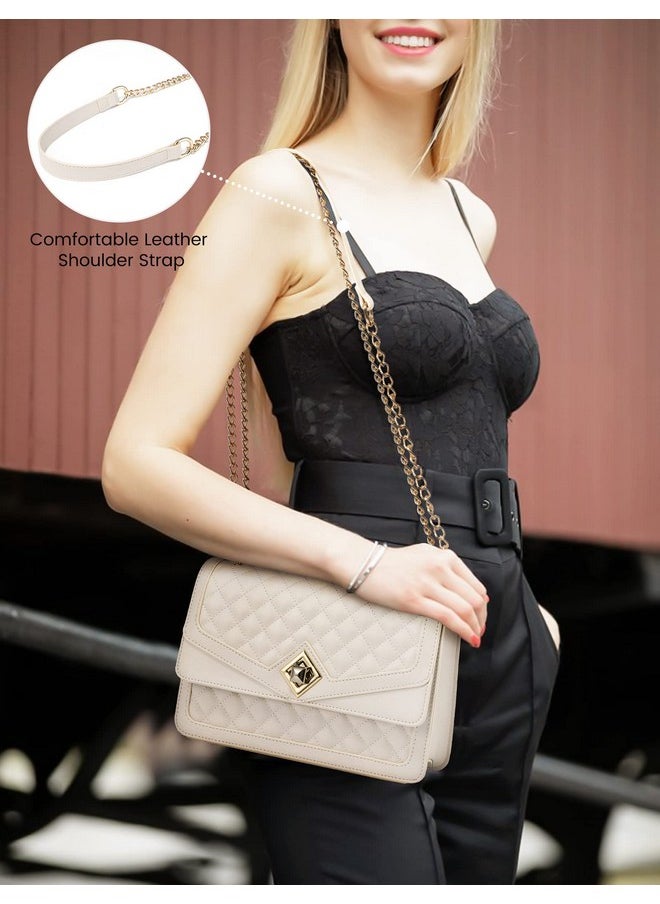 Lovevook White Purse For Women Quilted Crossbody Bags With Chain Strapevening Handbag Clutch Purse 2023 New  - Image 4