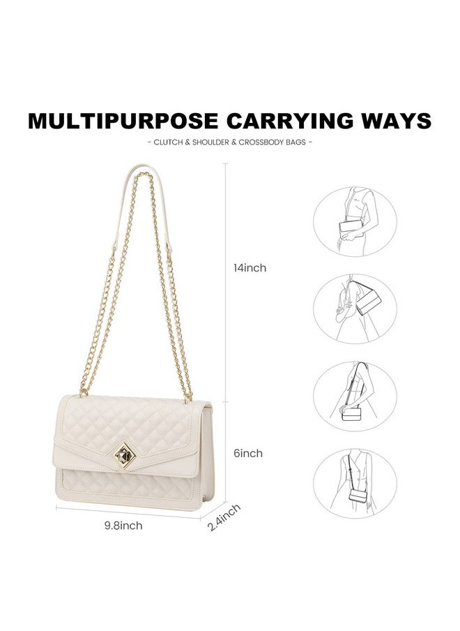 Lovevook White Purse For Women Quilted Crossbody Bags With Chain Strapevening Handbag Clutch Purse 2023 New  - Image 3