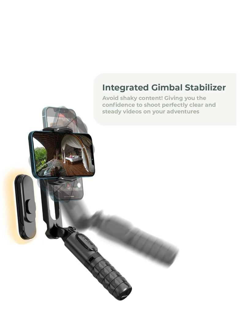 Gimbal Stabilizer For Smartphones, 360° Rotation Tripod with Wireless Remote Fill Light, Portable Phone Holder Auto Balance 1-Axis Gimbal for Filming Bluetooth Selfie Stick Mobile Phone Holder - Image 3