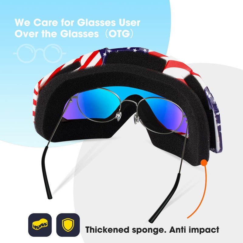 Braylin Adult Ski Goggles, 2-Pack Snowboard Goggles for Youth, Teens, Men & Women, Wide View Snowmobile Goggles - Image 4