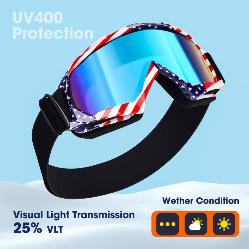 Braylin Adult Ski Goggles, 2-Pack Snowboard Goggles for Youth, Teens, Men & Women, Wide View Snowmobile Goggles - Image 3