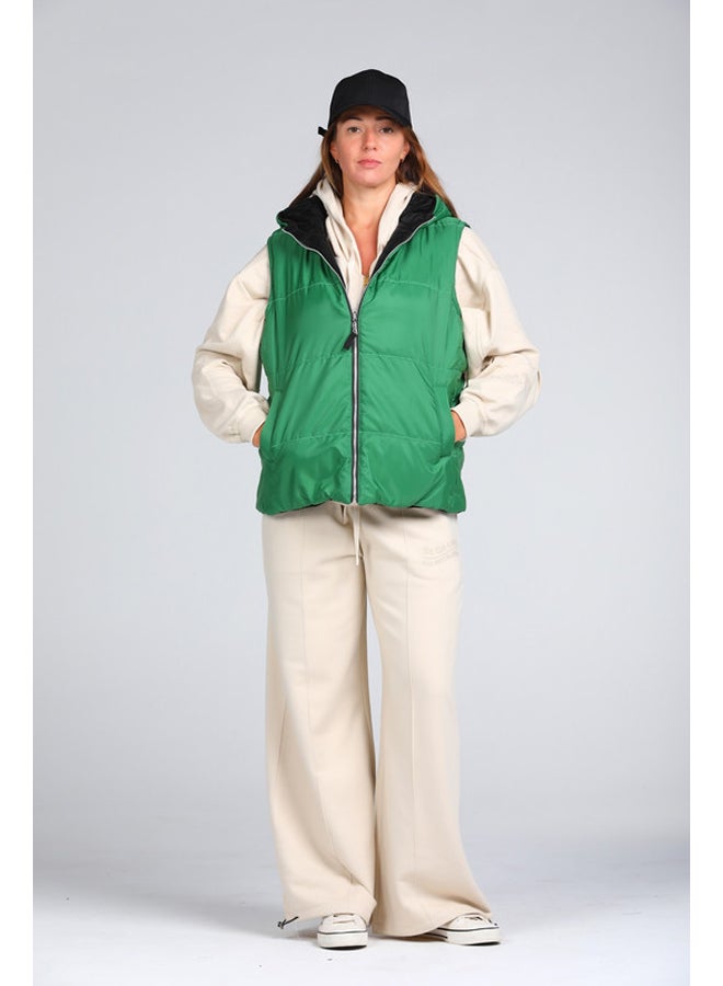 Marco Bergamo Women's vest double face green and black - Image 1