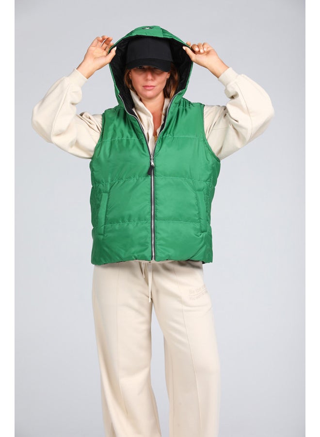 Marco Bergamo Women's vest double face green and black - Image 2