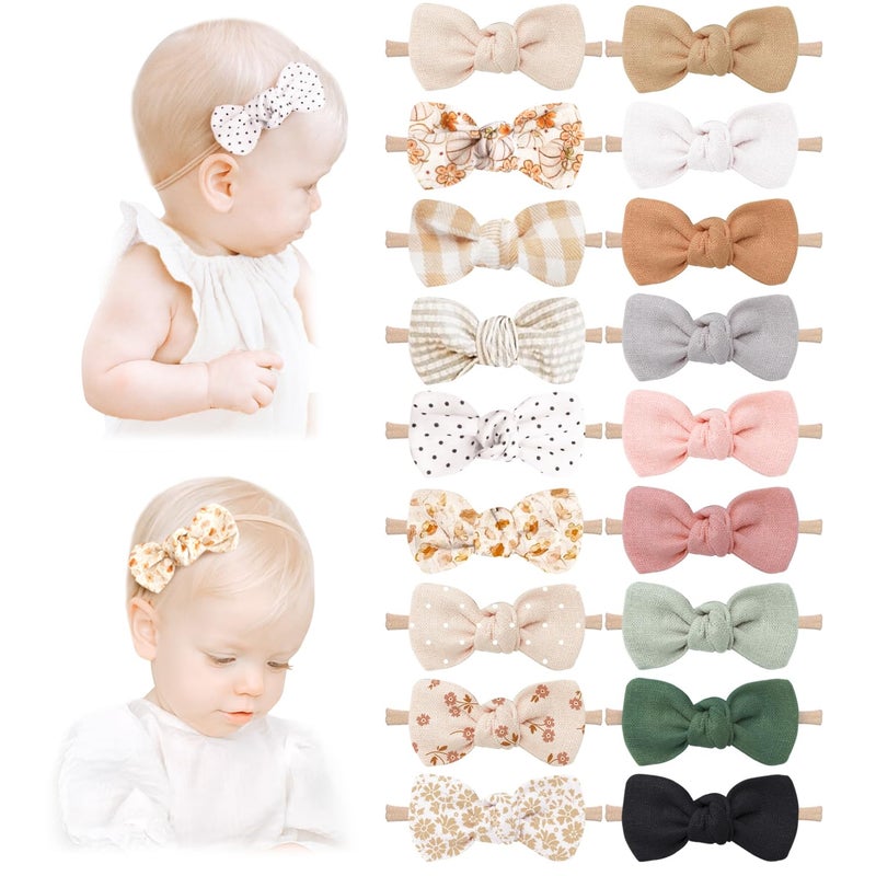 Niceye Baby Girl Bows and Headbands, Handmade Stretchy Nylon Hairbands Hair Bows for Newborn, Infant, Toddler - Soft Baby Hair Accessories - 18 Packs - Image 1