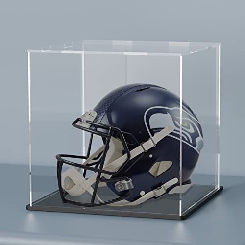 CRMPro Clear Acrylic Display Case with Matt Black Base and Lid DustProof Acrylic Showcase Cube CounterTops Box for Large Collectibles 12x12x12 inch