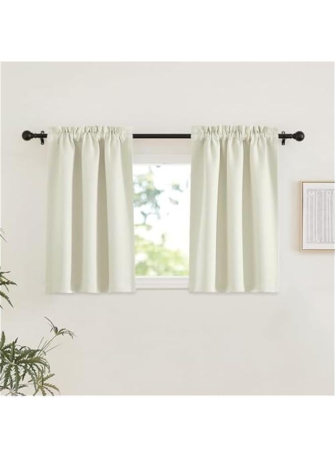 Arabest Room Darkening Cafe Curtains 30 inch Length, Dual Rod Pockets & Hook Belt Light Blocking Small Window Treatments for Nursery/Kitchen/Basement, Natural, W26 x L30, 2 Panels  - Image 1