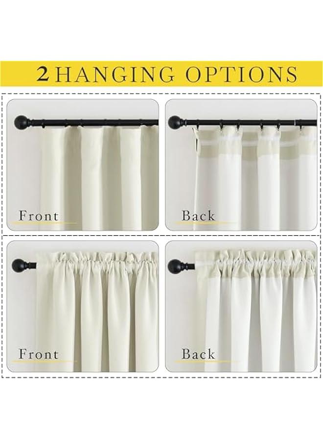 Arabest Room Darkening Cafe Curtains 30 inch Length, Dual Rod Pockets & Hook Belt Light Blocking Small Window Treatments for Nursery/Kitchen/Basement, Natural, W26 x L30, 2 Panels  - Image 3