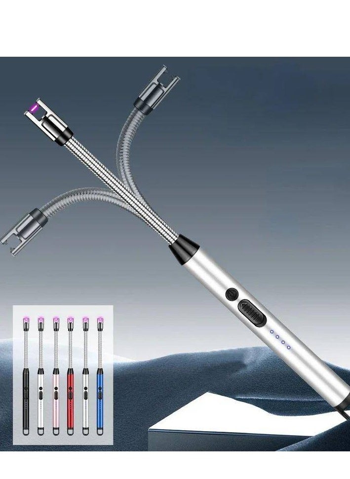 ماركة غير محددة - ولاعة كهربائية من كيوشوب®️ USB نوع سي قابلة لاعادة الشحن مع مفتاح امان، ولاعة الكترونية طويلة مقاومة للرياح بدون لهب للشموع والشواية وموقد الغاز والمطبخ والتخييم - Image 1
