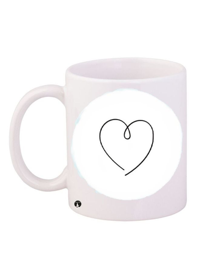 Heart Printed Coffee Mug White/Black 11ounce