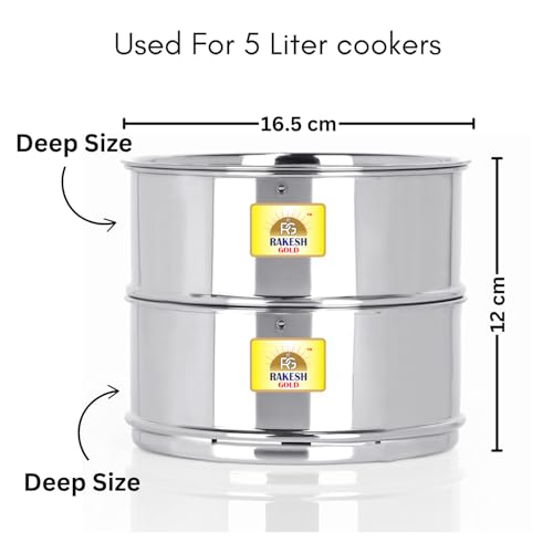 Rakesh Gold Stainless Steel Cooker Container/Cooker Separator suitable for 5 liter cookers | Stackable, Food Grade, Rust-Free, Easy to Clean (cooker separator, Suitable for 5 litre Cooker) - Image 3