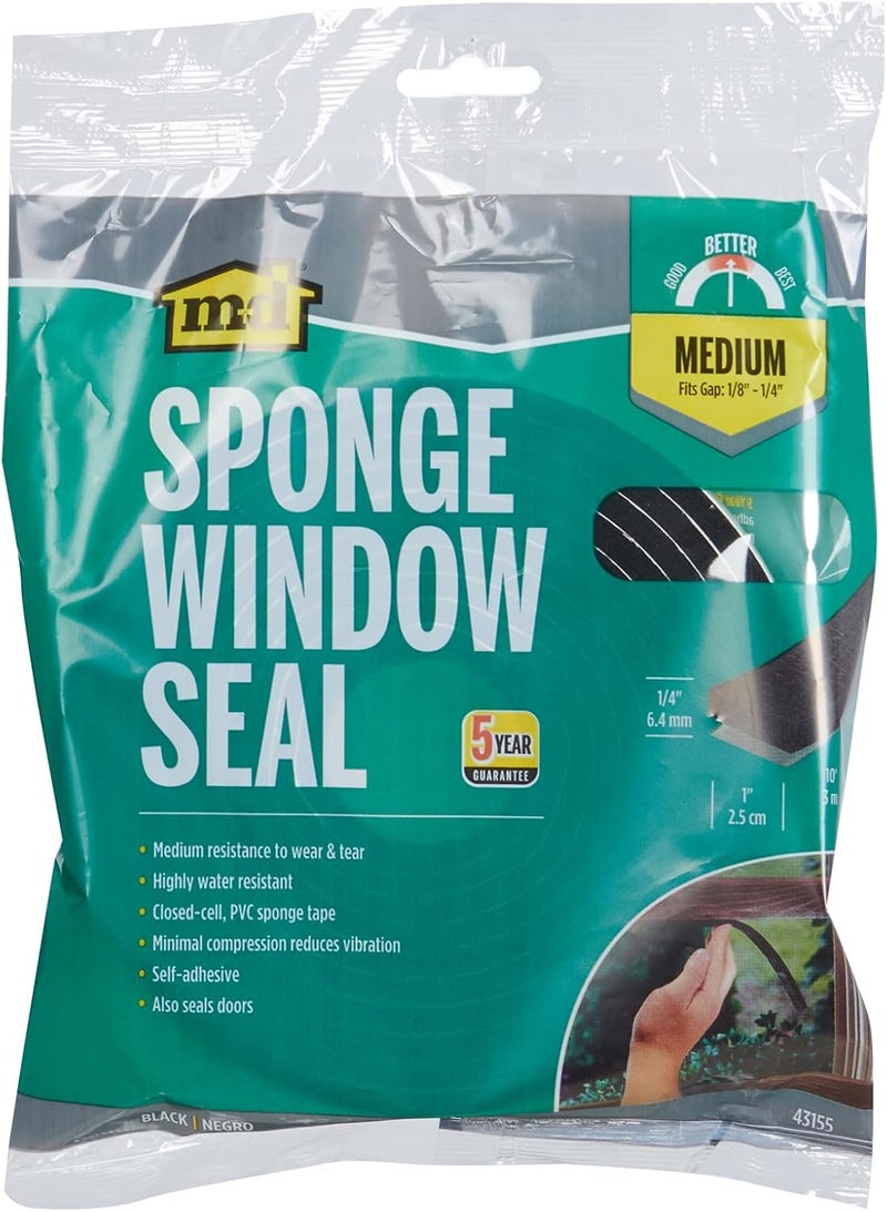 M-D Building Products 43155 Black Sponge Window Seal for Medium Gaps - 1/4 in. x 1 in. x 10 ft. - Image 4