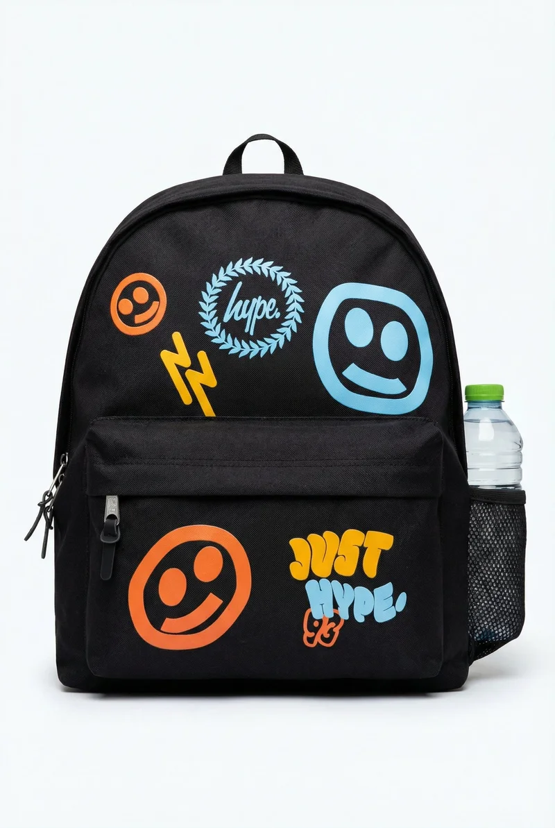 Just Hype HYPE Backpack Black Smiley Icon Iconic