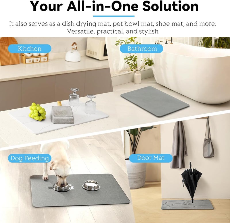 Realion Stone Bath Mat, Dries Quickly, Non-Slip Diatomaceous Earth Bath Mats for Bathroom, Super Absorbent Stone Shower Mat, Easy to Clean, 23.5" x 15.5" Dark Gray - Image 5