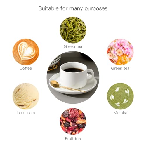 CHILDIKE Coffee Cups and Saucers Set of 6 with Stainless Steel spoons, 8oz Ceramic Cappuccino Cups Set, White Durable Porcelain Cups for Tea, Espresso, Latte, Mocha - Image 5