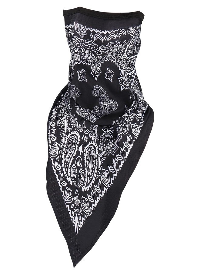 RIDEIWAKE Bandana Mask Extended Ice Silk Triangle Balaclava Face Mask Breathable Half Face Neck Cover Head Scarf for Men Women, Black Cashew Flower, 1 - Image 1