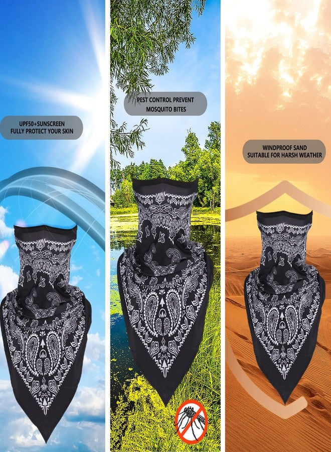 RIDEIWAKE Bandana Mask Extended Ice Silk Triangle Balaclava Face Mask Breathable Half Face Neck Cover Head Scarf for Men Women, Black Cashew Flower, 1 - Image 4