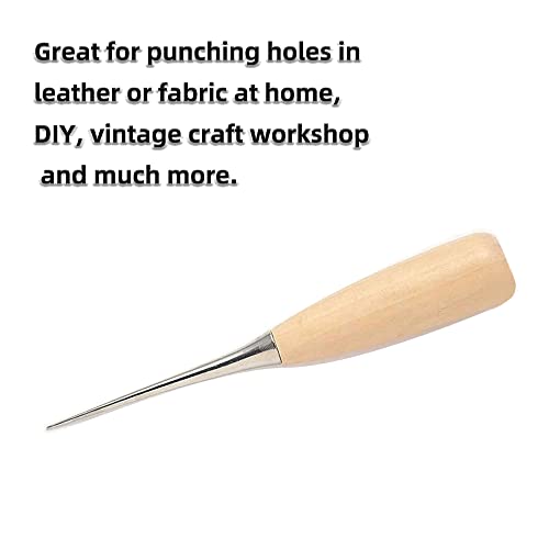 WUTA 10 Packs Leather Craft Awl Tools Leather Hole Punch Tool Sewing Punching Hole Maker Stitching Over Stitch Wood Handle for DIY Handmade Christmas Gift - Image 2