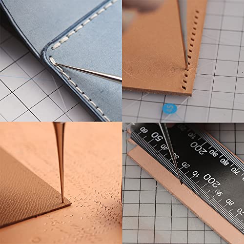 WUTA 10 Packs Leather Craft Awl Tools Leather Hole Punch Tool Sewing Punching Hole Maker Stitching Over Stitch Wood Handle for DIY Handmade Christmas Gift - Image 4