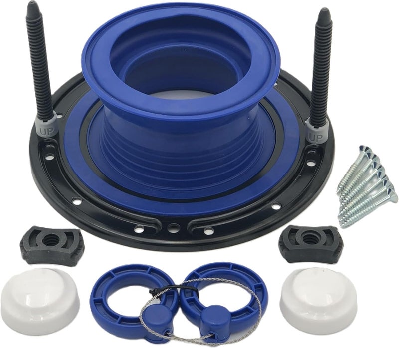 One-N-Done One N Done Toilet Flange Repair Kit - Toilet Kit For Low or Broken Flange. Toilet Wax Ring Replacement Kit W/Toilet Flange Extender Kit, Easy Toilet Bolts, & Toilet Caps For Bottom of Toilet. (1 Ea.) - Image 1