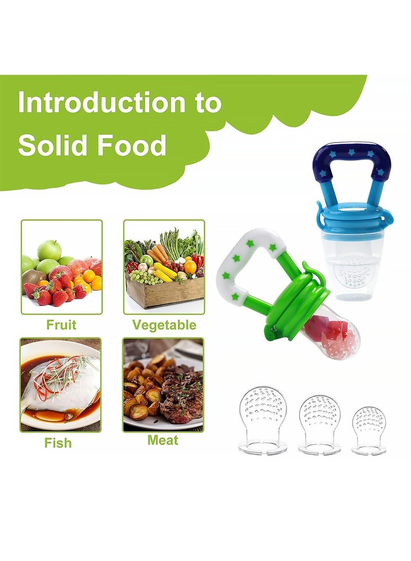 YOUGE Food Feeder for Baby, Fruit Feeder Pacifier (3 Pcs) with 6 Different Sized Silicone Pacifiers 1 PCS Silicone Baby Food Dispensing Spoon 90ML with 1 PC Baby Spoons 1 PC Pacifier Clip Baby Feeding Set - Image 4