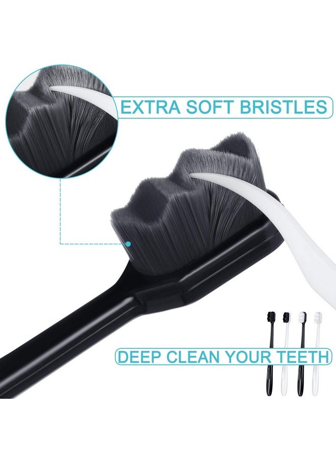 Patelai - Patelai 20 Pieces Extra Soft Toothbrush Micro Nano Toothbrushes 20,000 Soft Bamboo Charcoal Bristles Toothbrush Soft Bristle for Fragile Teeth Oral Gum Recession, Black and White - Image 1
