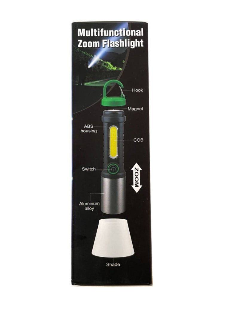 Multifunctional Zoom LED Flashlight With White Laser Wick & COB - Image 2
