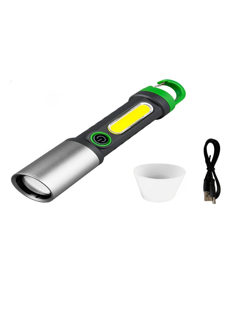 Multifunctional Zoom LED Flashlight With White Laser Wick & COB - Image 3