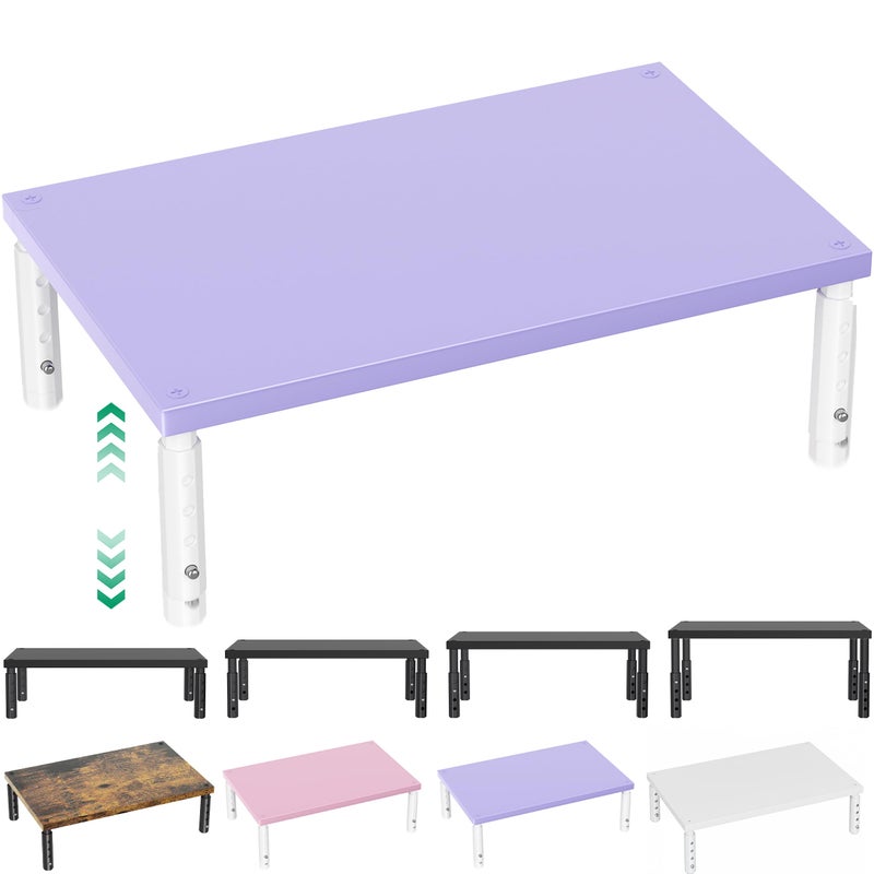 OPNICE Desk Organizers and Accessories, Adjustable Computer Monitor Stand Riser, Laptop Stand, Office Desk Accessories & Workspace Organizers for Women, Purple Wood - Image 1