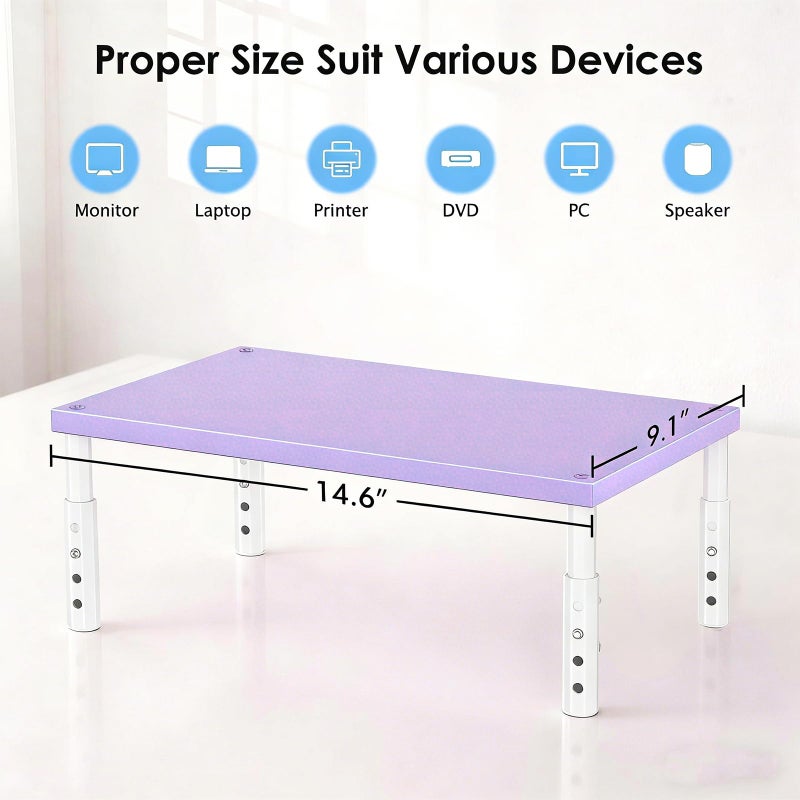 OPNICE Desk Organizers and Accessories, Adjustable Computer Monitor Stand Riser, Laptop Stand, Office Desk Accessories & Workspace Organizers for Women, Purple Wood - Image 4