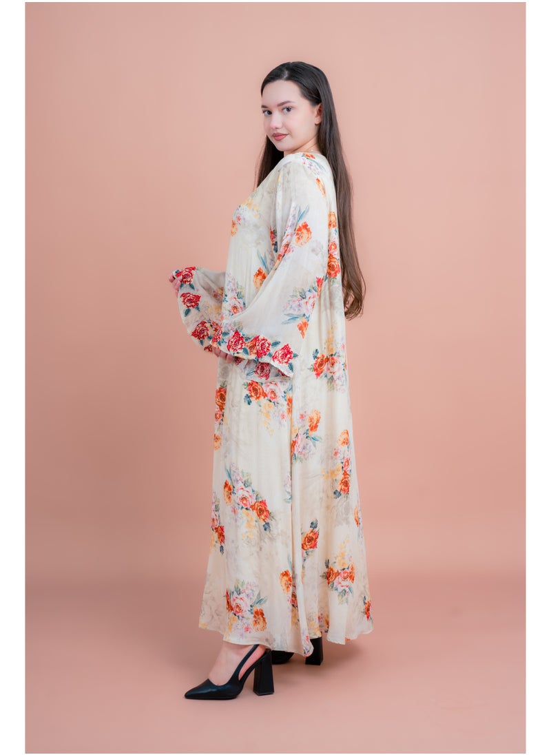 IKKXA Floral Printed Long Sleeve Jalabiya  - Image 5