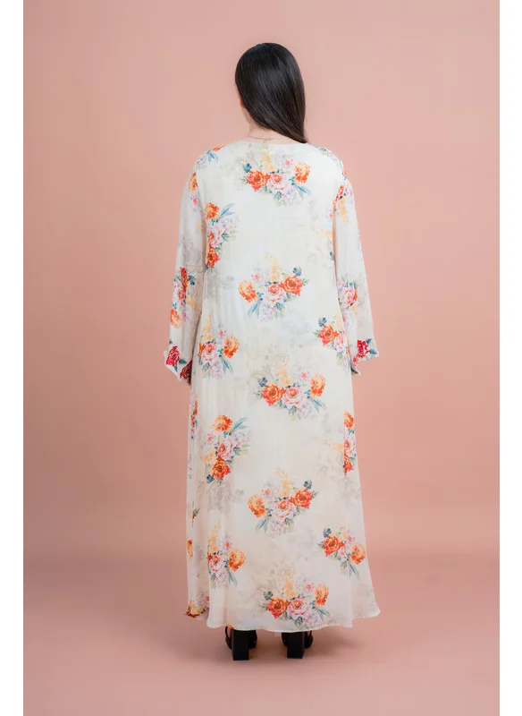 IKKXA Floral Printed Long Sleeve Jalabiya