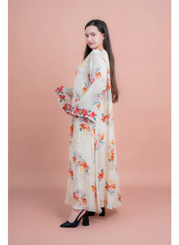 IKKXA Floral Printed Long Sleeve Jalabiya