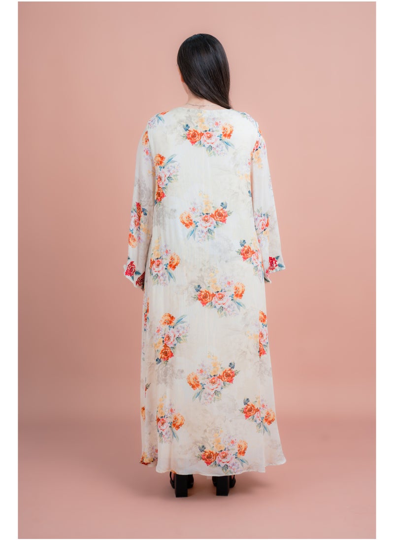 IKKXA Floral Printed Long Sleeve Jalabiya  - Image 2