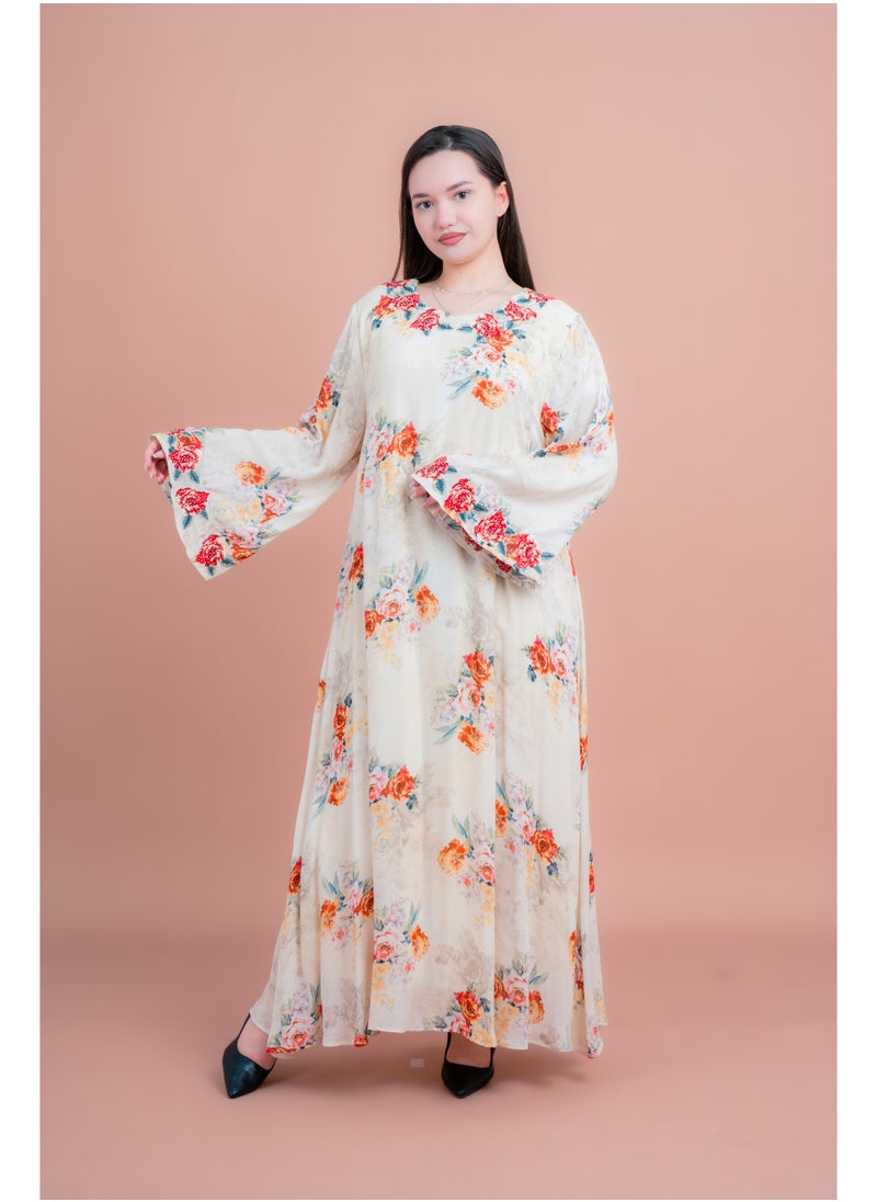 IKKXA Floral Printed Long Sleeve Jalabiya  - Image 1