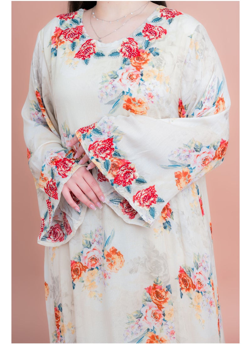 IKKXA Floral Printed Long Sleeve Jalabiya  - Image 4