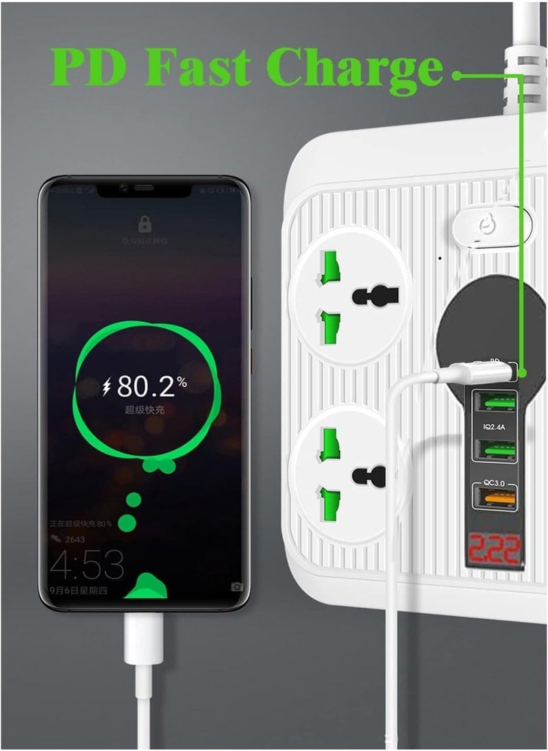 ELTRAZONE Power Strip Surge Protector with 4 AC Outlets & 3 USB Ports (1 PD), Flat Plug Extension Cord, 6ft Power Cord, Compact Desktop Socket for Travel, Home, and Office – Fast Charging & Overload Protection - Image 4