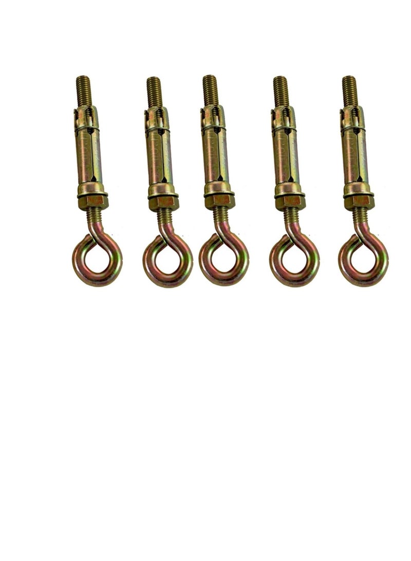 High Strength Metal Sleeve Shield Closed Hook/Eye Hook | Open Hook Anchor Bolt Pack of 5 (CLOSED HOOK, 12 MM) - Image 1