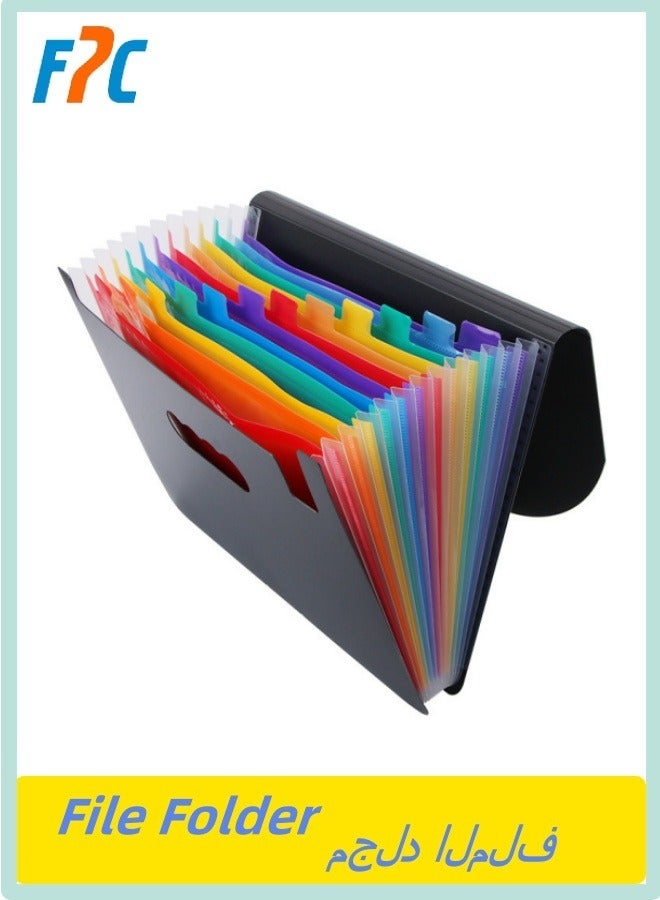أف بي سي 12 جيوب A4 توسيع مجلد الملفات - منظم الملفات القابلة للتوسع للأكورديون المحمولة ، حامل الوثائق متعددة الألوان ذات القدرة الكبيرة للمكتب والأعمال - Image 1