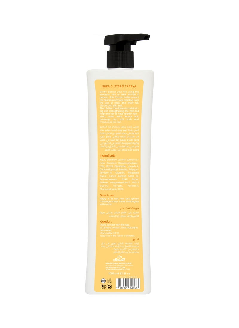 globalstar - Globalstar Shea Butter & Papaya Hair Shampoo - 1000ml Deep Moisturizing, Strengthening & Damage Repair Formula - Image 1