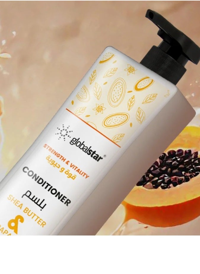 globalstar - Globalstar Shea Butter & Papaya Hair Shampoo - 1000ml Deep Moisturizing, Strengthening & Damage Repair Formula - Image 1